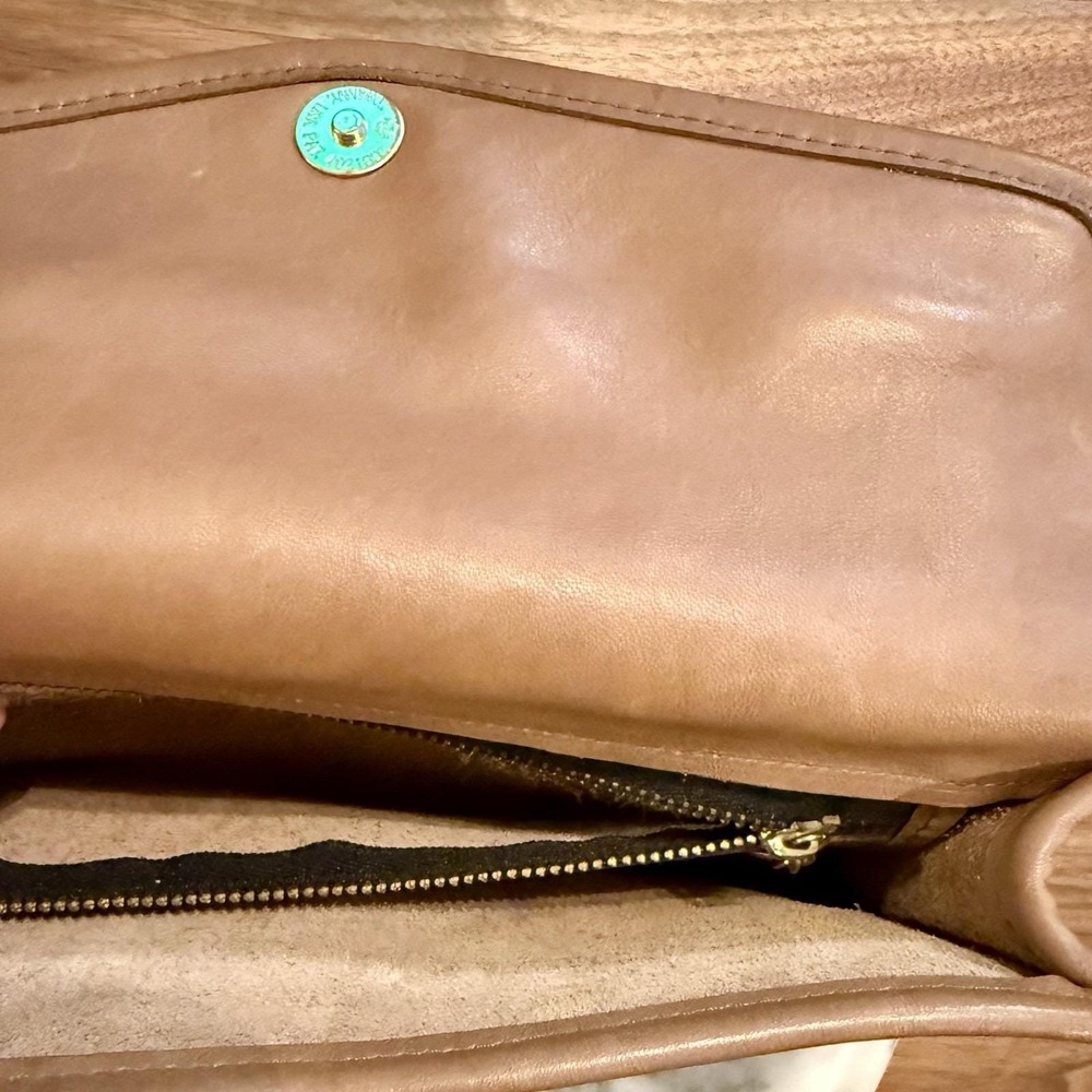 NEW! Vintage 1980s 80s Coach Putty Brown 9810 Envelope Clutch Purse Brass RARE! - Picture 9 of 14